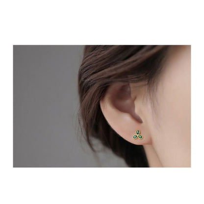 Rhinestone Leaf Stud Earring