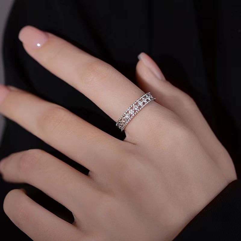 Rhinestone Perforated Ring