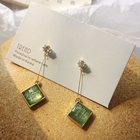 Rhinestone Resin Square Drop Earring