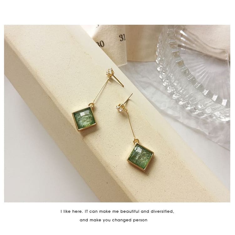 Rhinestone Resin Square Drop Earring