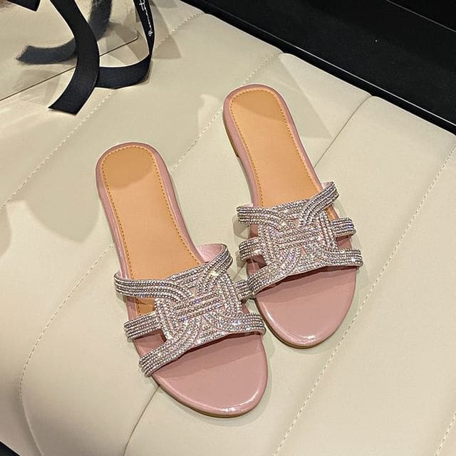 Rhinestone Sandals - Pink / 35