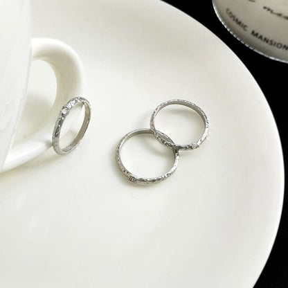 Rhinestone Textured Alloy Ring (Various Designs) - 1 Pc