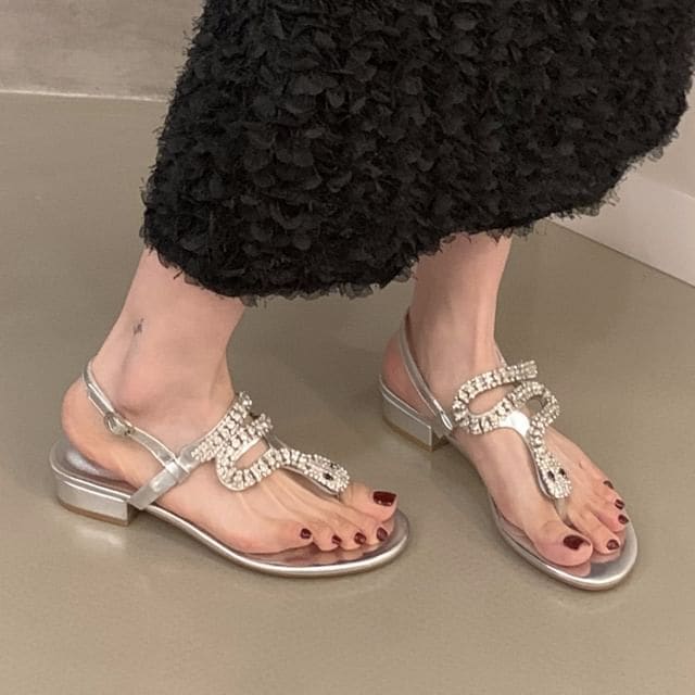 Rhinestone Thong Sandals