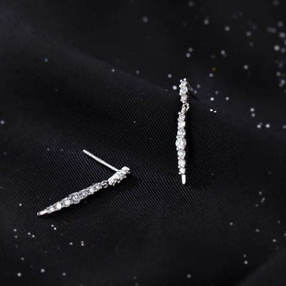 Rhinestone Threader Earring - 1 Pair - Silver / One Size