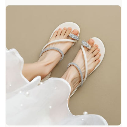 Rhinestone Toe Loop Slide Sandals