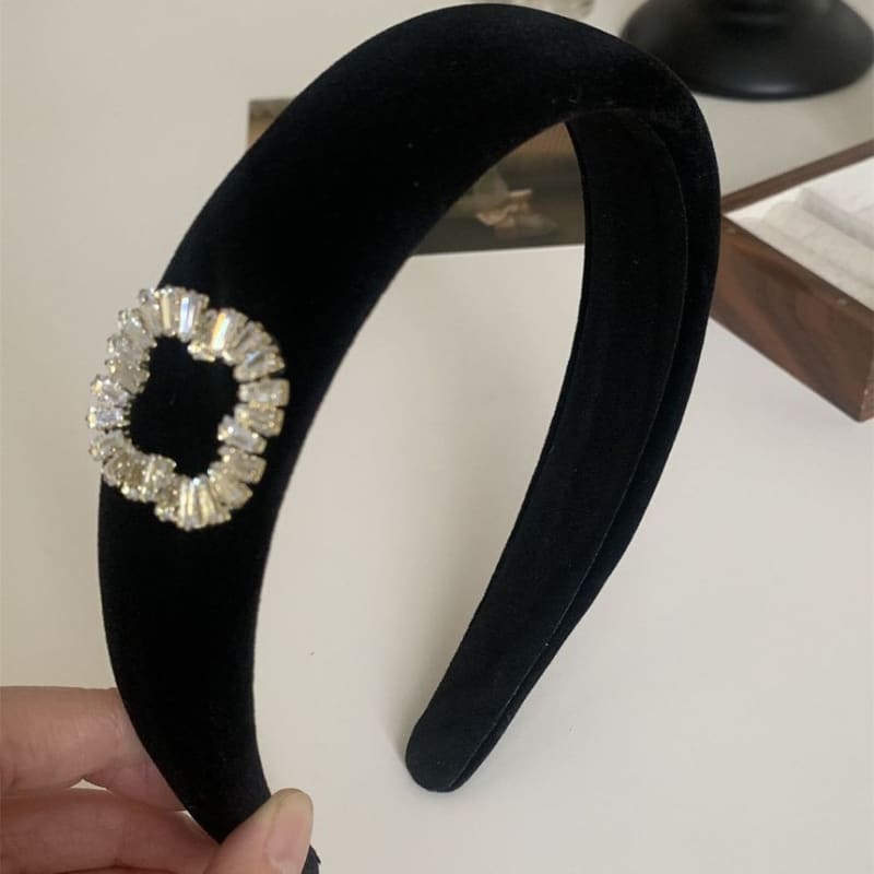 Rhinestone Velvet Headband / Hair Clamp