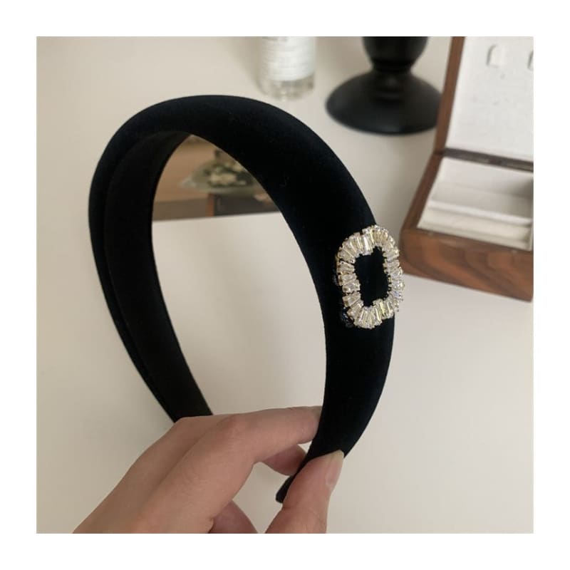 Rhinestone Velvet Headband / Hair Clamp