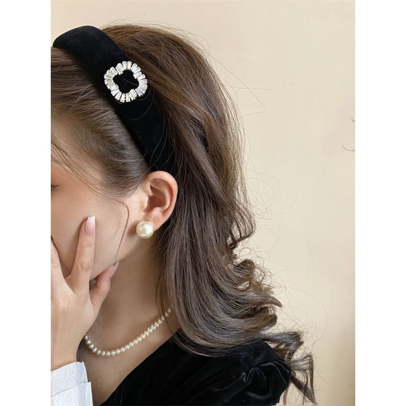 Rhinestone Velvet Headband / Hair Clamp