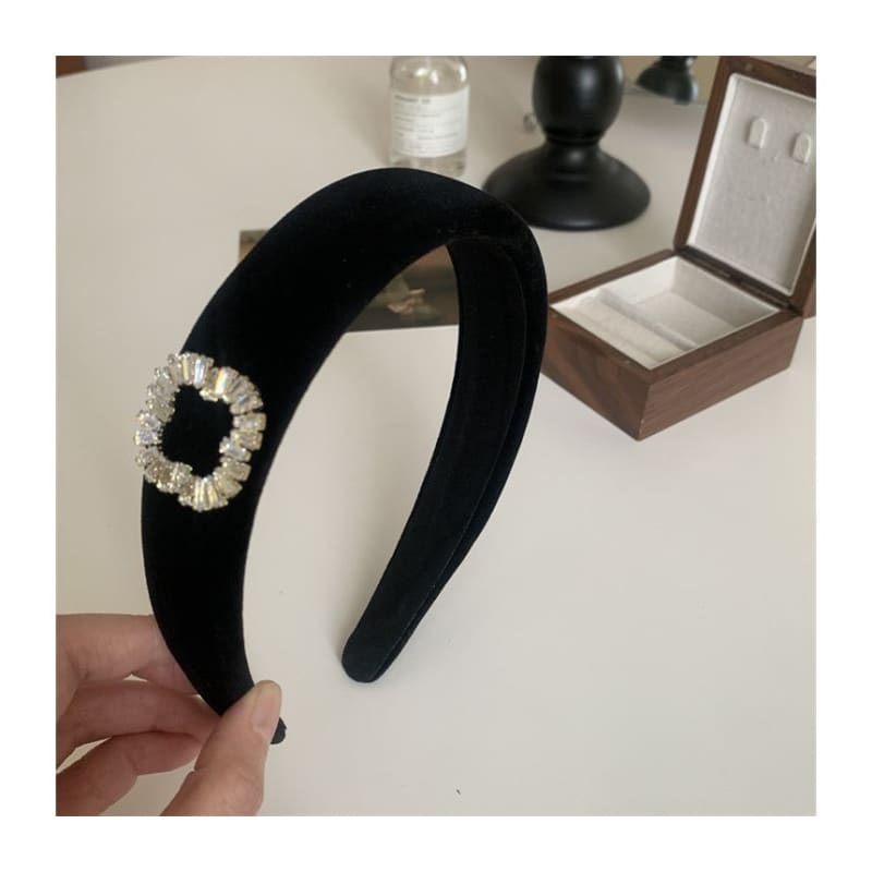 Rhinestone Velvet Headband / Hair Clamp