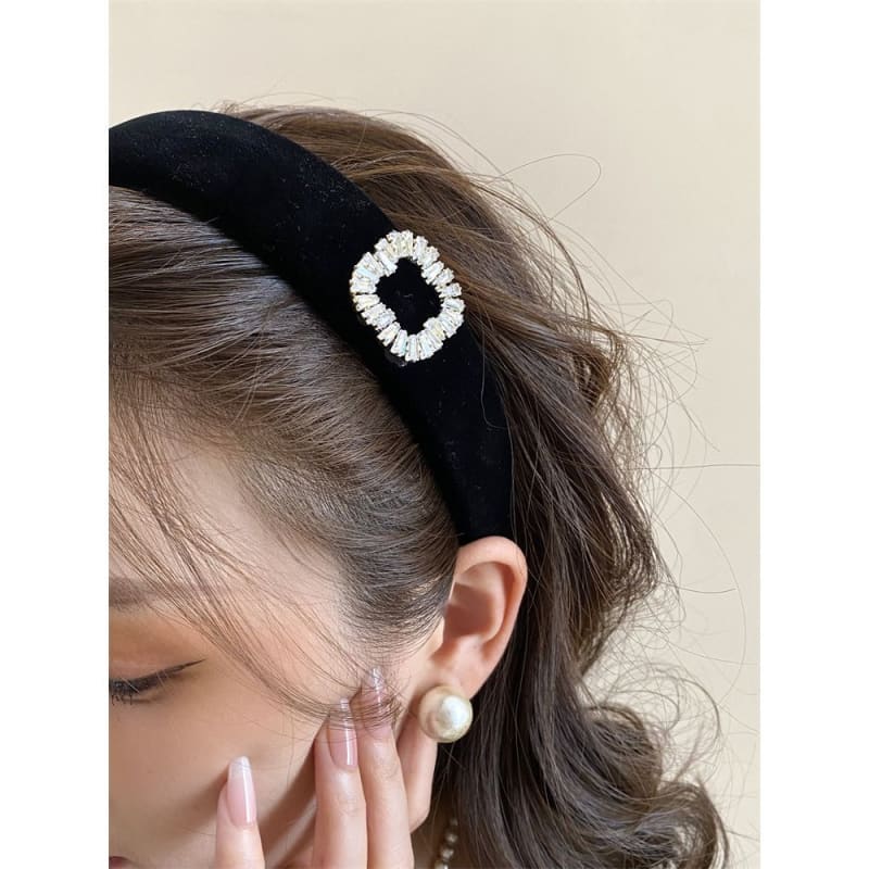 Rhinestone Velvet Headband / Hair Clamp