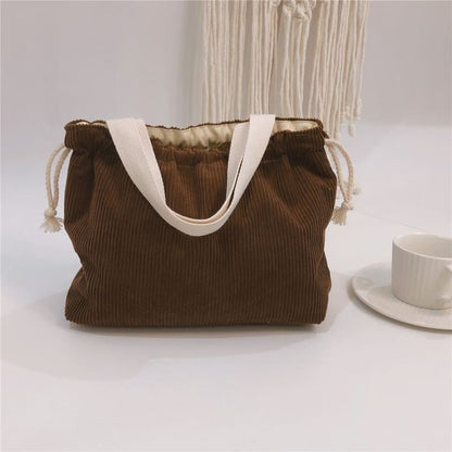 Ribbed Drawstring Lunch Bag