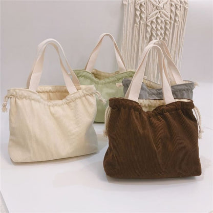 Ribbed Drawstring Lunch Bag