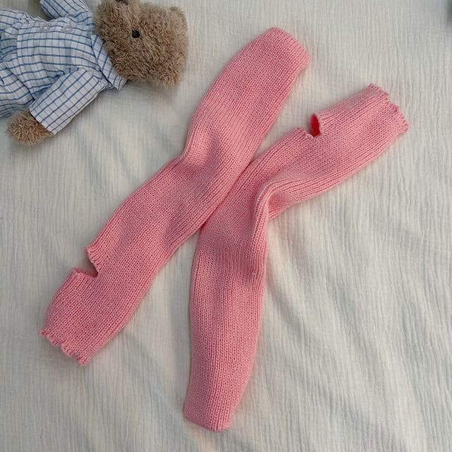 Ribbed Knit Leg Warmer - Pink / One Size