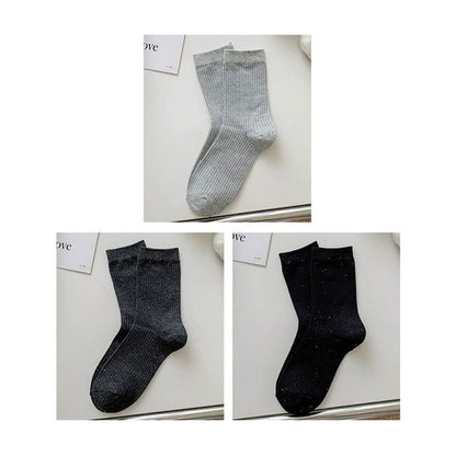 Ribbed Socks Set - Set - Light Gray & Dark Gray & Black