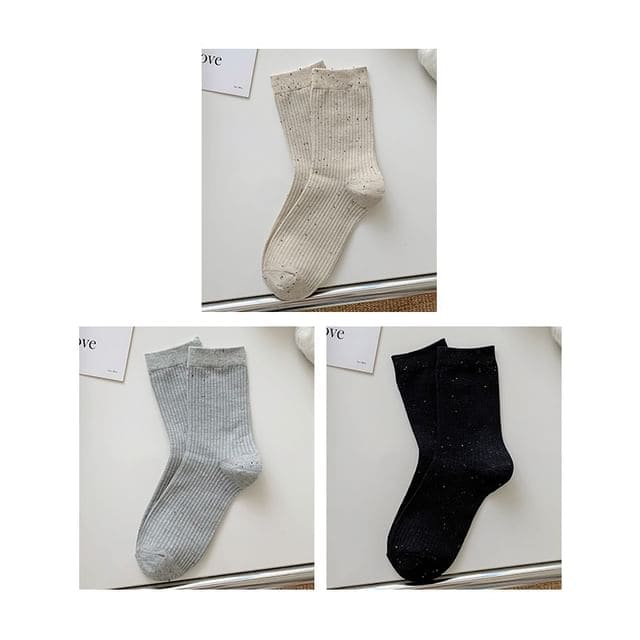 Ribbed Socks Set - Set - Oatmeal & Light Gray & Black