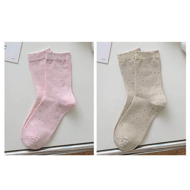 Ribbed Socks Set - Set - Pink & Oatmeal / One Size