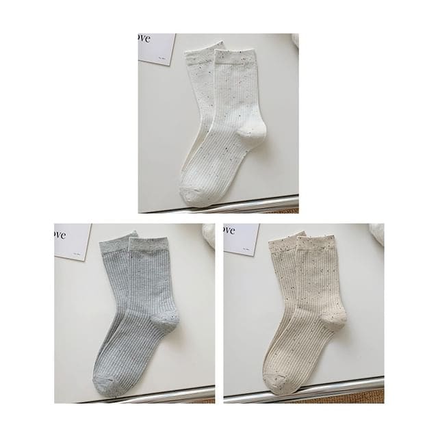 Ribbed Socks Set - Set - White & Light Gray & Oatmeal