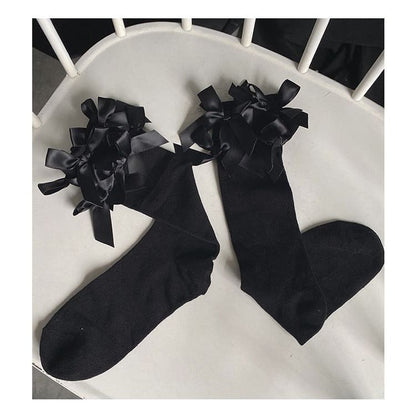 Ribbon Bow Accent Socks