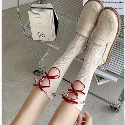 Ribbon Cutout Lace Socks