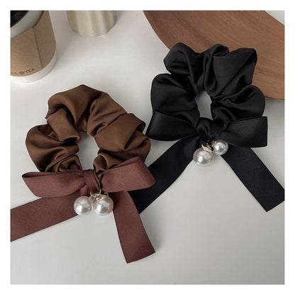 Ribbon Faux Pearl Hair Tie