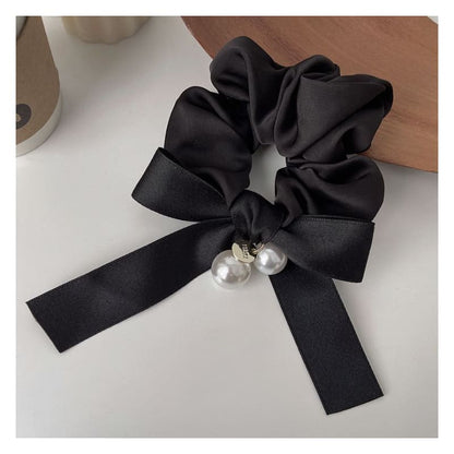 Ribbon Faux Pearl Hair Tie