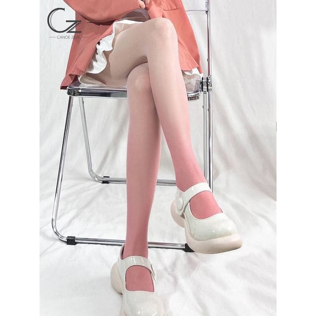 Ribbon Faux Pearl Stockings - Gradient Pink / One Size