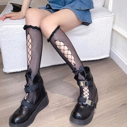 Ribbon Fishnet Socks