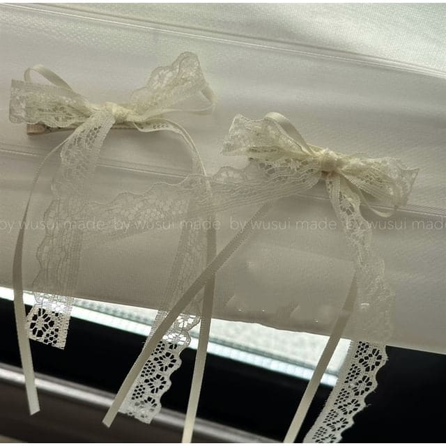 Ribbon Hair Clip - 1 Pc - Lace Hair Clip - White / One Size