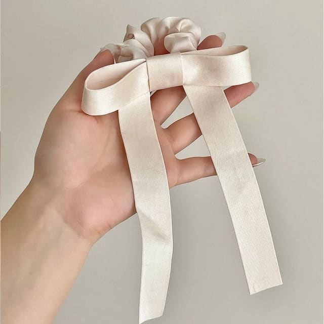 Ribbon Hair Tie - White / One Size