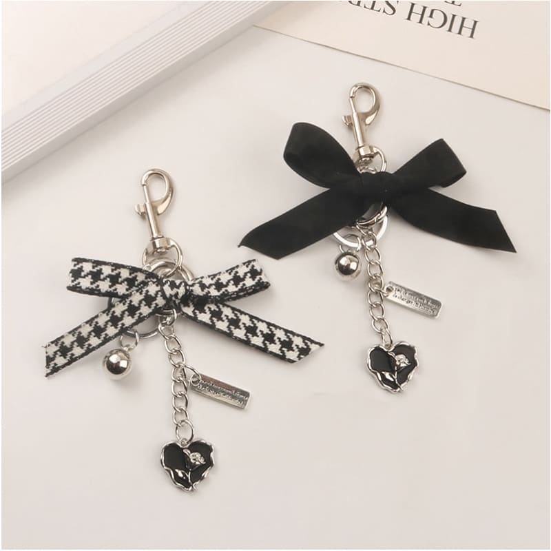 Ribbon Heart Bag Charm Keyring (Various Designs)