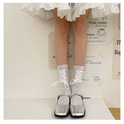 Ribbon Lace Up Short Socks