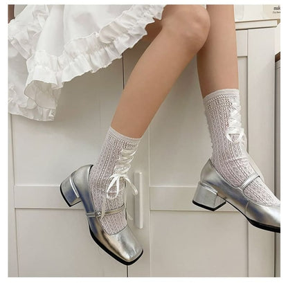 Ribbon Lace Up Short Socks