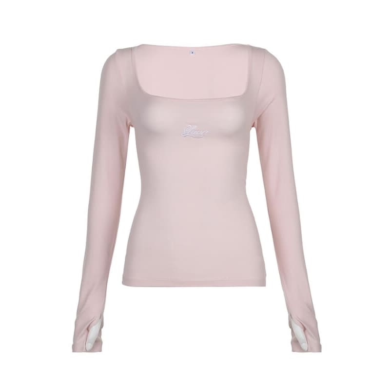 Ribbon On Back Pink Top - long sleeve tops