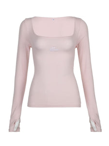 Ribbon On Back Pink Top - long sleeve tops