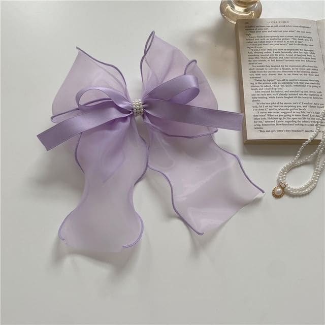 Ribbon Organza Hair Clip - Purple / One Size