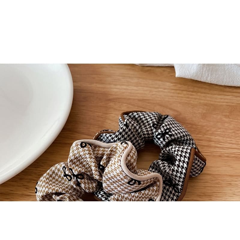 Ribbon Pattern Plaid Scrunchie - Hair Fashion Accessories