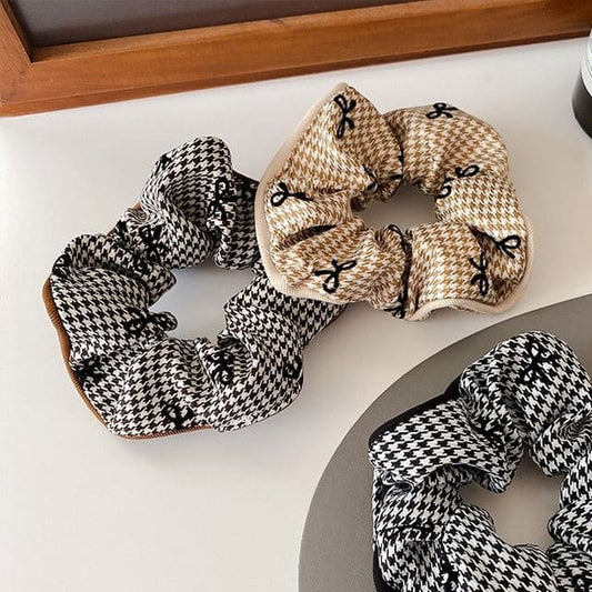 Ribbon Pattern Plaid Scrunchie - Hair Fashion Accessories