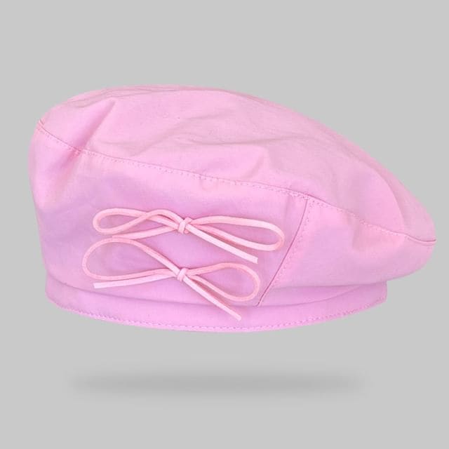 Ribbon Plain Beret - Cherry Pink / One Size