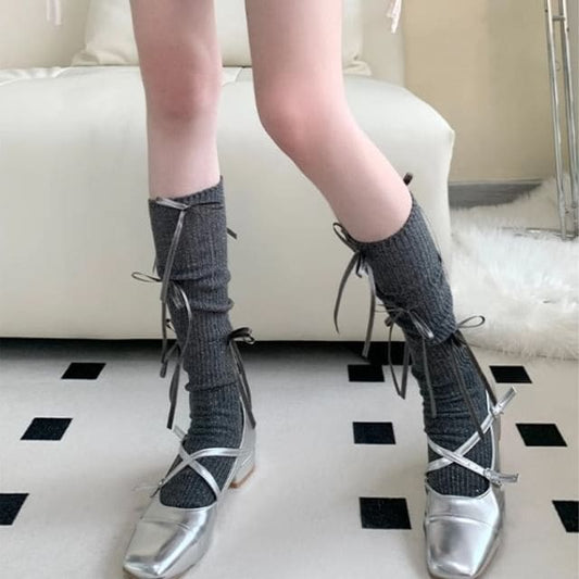 Ribbon Plain Long Socks