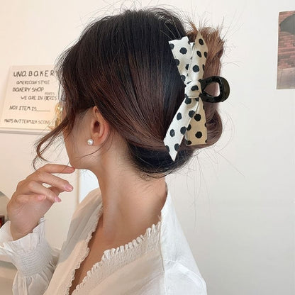 Ribbon Polka Dot Hair Claw Clip