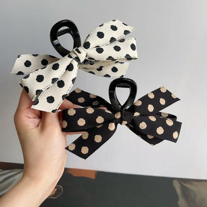 Ribbon Polka Dot Hair Claw Clip