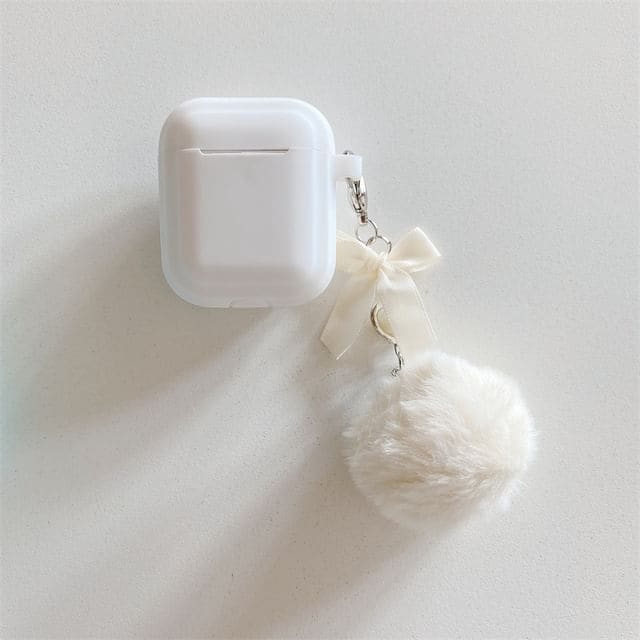 Ribbon Pom Pom AirPods / Pro Earphone Case Skin - White