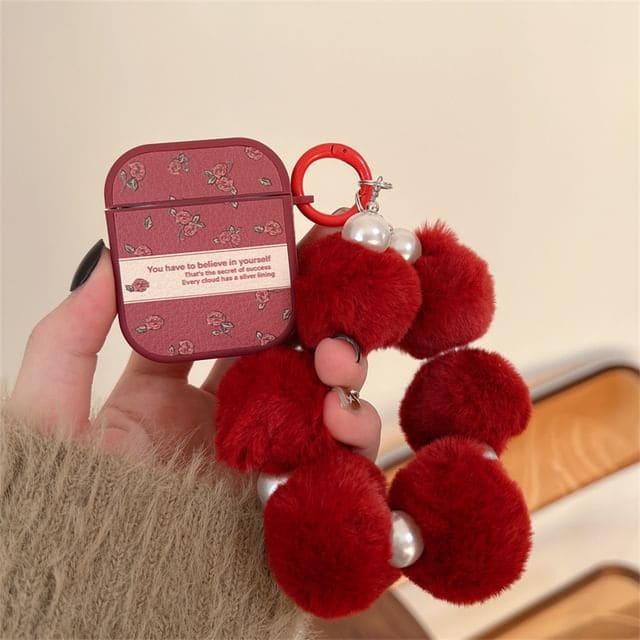 Rose AirPods / Pro Earphone Case Skin - With Pom Pom Chain