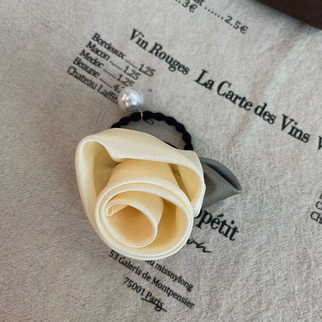 Rose Fabric Hair Tie - Champagne / One Size