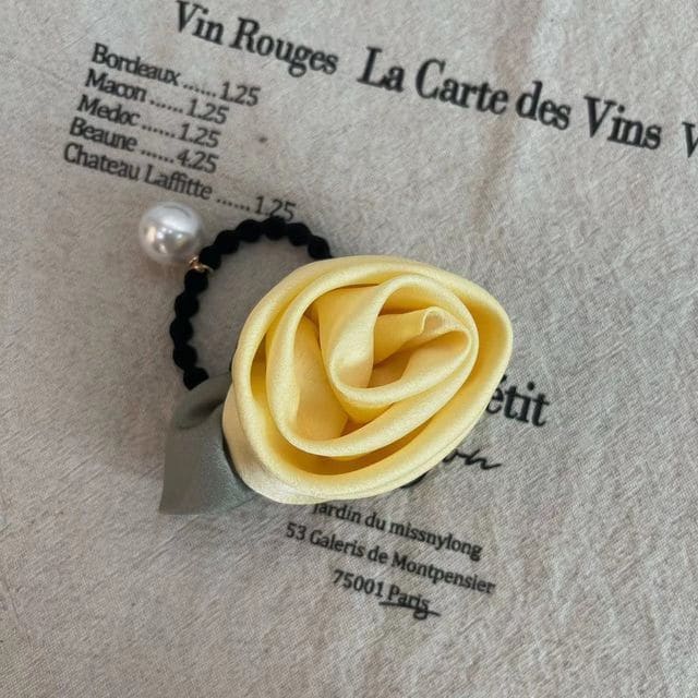 Rose Fabric Hair Tie - Yellow / One Size