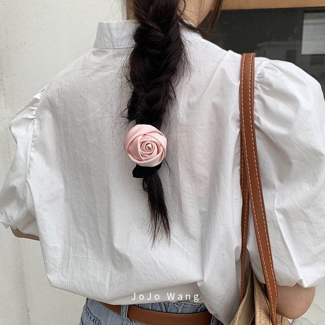 Rose Fabric Scrunchie - Pink / One Size