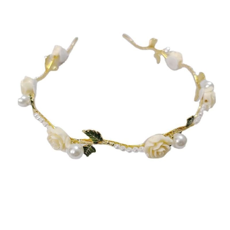 Rose Faux Pearl Alloy Headband