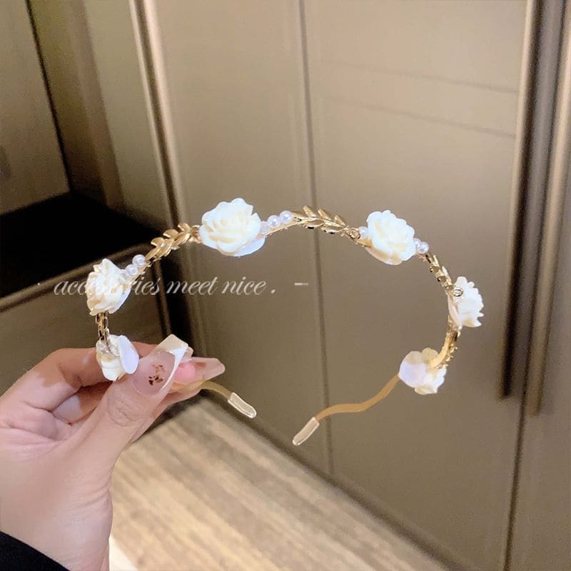 Rose Faux Pearl Alloy Headband (Various Designs)