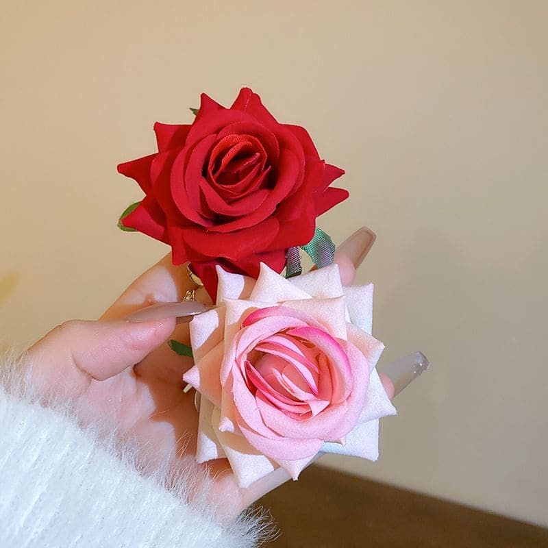 Rose Hair Clip - Hair Clip - Red / One Size