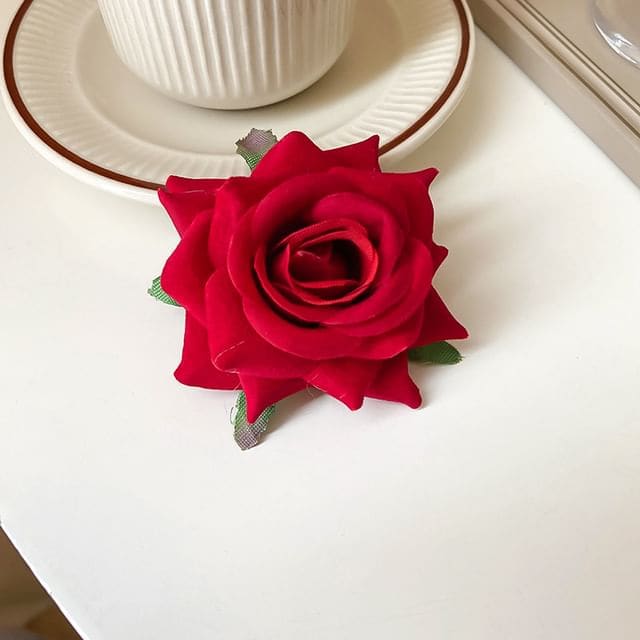 Rose Hair Clip - Hair Clip - Red / One Size